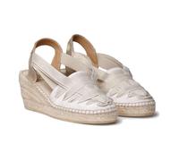 TONI PONS - Sandalia de piel,dedos cubiertos,cuña de esparto y plataforma,suela de goma,tira elástica,tela, para: Mujer color: CRUDO talla:36