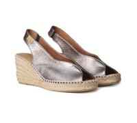 TONI PONS - Sandalias de piel,escotada,cuña de esparto y plataforma,suela de goma,planta de gel,con brillo, para: Mujer color: BRONCE talla:37