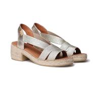 TONI PONS - Sandalias de tacón ancho, con base de esparto,espadril,suela de goma,tiras elásticas, para: Mujer color: PLATINO talla:39