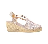 TONI PONS - Tania-ZR - Alpargatas de Cuña para Mujer con Tiras Elásticas - Color Taupe - Veganas y Cosidas a Mano - Textil para: Mujer Color: Taupe Talla: 39