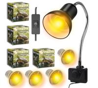 Tonia Kit de 4 Bombillas UVA/UVB + Portalámparas para Reptiles - 2x25W + 2x50W - Luz Solar de Espectro Completo para Terrarios y Acuarios Tortugas, Camaleones - 360º