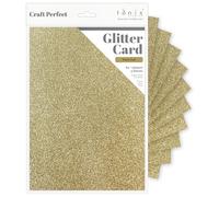 Tonic Studios Craft Glitter Card A4-5 Folios Welsh Gold - Cartulina con Purpurina de 250 g/m² - para Troqueles, Tarjetas, Scrapbooking & Manualidades