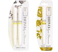 Tonic Studios Nuvo Aqua Flow Shimmer Brush Tip Pen Bundle - Glitter Gloss and Midas Touch - 2 Items