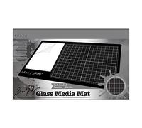 Tonic Studios Tim Holtz Tabla de Corte Vidrio 35,5 x 58,3 cm - Glass Media Mat para Zurdos - con Rejilla, Tapete de Silicona & Paleta - Antideslizante & Resistente al Calor y la Humedad - Manualidades