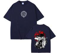 Tonidos Camiseta Anime Hellsing Imprimir Verano Top Suelto Vintage Unisex Oversized Manga Corta Cosplay Ropa para Hombres Mujeres XS-3XL-Navy Blue||XX_l