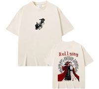 Tonidos Camiseta Mujeres Hombres Anime Hellsing Imprimir Manga Corta Casual Oversized Harajuku Camiseta De Cuello Redondo Cosplay Summer Tops XS-3XL-Khaki||s