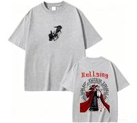 Tonidos Camiseta Mujeres Hombres Anime Hellsing Imprimir Manga Corta Casual Oversized Harajuku Camiseta De Cuello Redondo Cosplay Summer Tops XS-3XL-Grey||XX_l