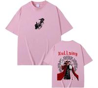 Tonidos Camiseta Mujeres Hombres Anime Hellsing Imprimir Manga Corta Casual Oversized Harajuku Camiseta De Cuello Redondo Cosplay Summer Tops XS-3XL-Pink||l