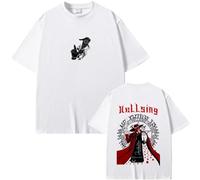 Tonidos Camiseta Mujeres Hombres Anime Hellsing Imprimir Manga Corta Casual Oversized Harajuku Camiseta De Cuello Redondo Cosplay Summer Tops XS-3XL-White||s