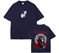 Tonidos Camiseta Mujeres Hombres Anime Hellsing Imprimir Manga Corta Casual Oversized Harajuku Camiseta De Cuello Redondo Cosplay Summer Tops XS-3XL-Navy Blue||x_l