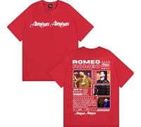 Tonidos Camiseta Ro-meo Rapper San-Tos Tour Holgada Vintage Unisex Oversize Manga Corta Estampado 2D Top De Verano para Hombre Mujer XXS-4XL-Red||s