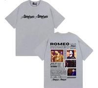 Tonidos Camiseta Ro-meo Rapper San-Tos Tour Holgada Vintage Unisex Oversize Manga Corta Estampado 2D Top De Verano para Hombre Mujer XXS-4XL-Grey||m