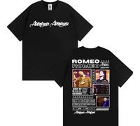 Tonidos Camiseta Ro-meo Rapper San-Tos Tour Holgada Vintage Unisex Oversize Manga Corta Estampado 2D Top De Verano para Hombre Mujer XXS-4XL-Black||x_l