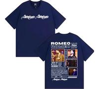 Tonidos Camiseta Ro-meo Rapper San-Tos Tour Holgada Vintage Unisex Oversize Manga Corta Estampado 2D Top De Verano para Hombre Mujer XXS-4XL-Navy Blue||l