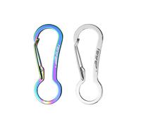 TONIFE 2 Pcs Mini Mosquetón Bloqueo, Llavero con Gancho de Resorte para Mochila, Exteriores, Viajes (MT2802 Titanio Arco Iris+Pulido)