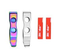 TONIFE Clip multiusos Clip de bolsillo montable para smartphones, fijado con adhesivo 3M VHB, Acero inoxidable, Pack 2 (Pulido + Titanio de Color)