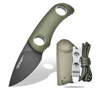 TONIFE Cuchillo de Hoja Fija 4,7cm,Mini Cuchillo de Caza Cuchillo de Cuello con Funda Kydex y Acollador,Portátil Cuchillo EDC Fijo para Outdoor Supervivencia y Camping(verde)