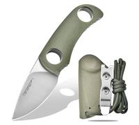 TONIFE Cuchillo de Hoja Fija 4,7cm, Mini Cuchillo de Cuello con Funda de Kydex y Cordón, Cuchillo Fijo Portátil EDC para Supervivencia al Aire Libre (Verde+Satín)
