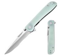 TONIFE Guiding Star Navaja Plegable con Clip de Bolsillo, Antideslizante EDC Cuchillo de Una Mano, Hoja 8Cr14MoV y Mango G10 para Cuchillo de Camping al Aire Libre (Cian Transparente + Satén)