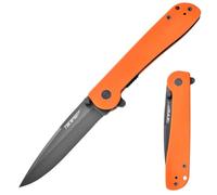 TONIFE Guiding Star Navaja Plegable con Clip de Bolsillo, Antideslizante EDC Cuchillo de Una Mano, Hoja 8Cr14MoV y Mango G10 para Cuchillo de Camping al Aire Libre (Naranja + Gris Titanio)