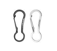 TONIFE Mosquetón 2 Pcs Pequeño Con Bloqueo, Mini Llavero, Con Gancho de Resorte Para Mochila, Exteriores, Viajes (MT2802 Titanio Negro+Pulido)