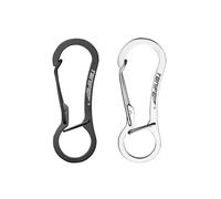 TONIFE Mosquetón 2 Pcs Pequeño Mosquetón Bloqueo, Mini Mosquetón Llavero, Mosquetón con Gancho de Resorte para Mochila, Exteriores, Viajes (MT2803 Titanio Negro+Pulido)