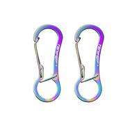 TONIFE Mosquetón 2 Pcs Pequeño Mosquetón Bloqueo, Mini Mosquetón Llavero, Mosquetón con Gancho de Resorte para Mochila, Exteriores, Viajes (MT2803 Titanio Arco Iris*2)