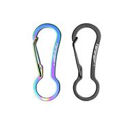 TONIFE Mosquetón 2 Pcs Pequeño Mosquetón Bloqueo, Mini Mosquetón Llavero, Mosquetón con Gancho de Resorte para Mochila, Exteriores, Viajes (MT2802 Titanio Negro+Titanio Arco Iris)