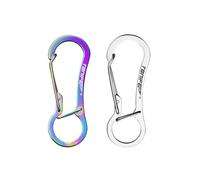 TONIFE Mosquetón 2 Pcs Pequeño Mosquetón Bloqueo, Mini Mosquetón Llavero, Mosquetón con Gancho de Resorte para Mochila, Exteriores, Viajes (MT2803 Titanio Arco Iris+Pulido)