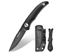 TONIFE Nova Cuchillo de Hoja Fija con Funda Kydex ajustable y Cordón de Paracaídas,Cuchillo de Cuello con Hoja de Espiga Completa de 6,8cm para Caza, Pesca, Camping y Supervivencia