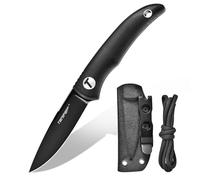 TONIFE Nova Cuchillo de Hoja Fija con Funda Kydex ajustable y Cordón de Paracaídas,Cuchillo de Cuello con Hoja de Espiga Completa de 6,8cm para Caza, Pesca, Camping y Supervivencia