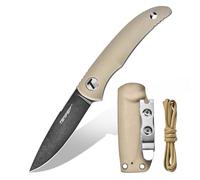 TONIFE Nova Cuchillo de Hoja Fija con Funda Kydex ajustable y Cordón de Paracaídas,Cuchillo de Cuello con Hoja de Espiga Completa de 6,8cm para Caza, Pesca, Camping y Supervivencia