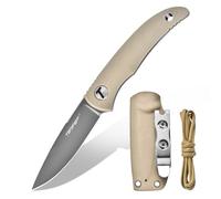 TONIFE Nova Cuchillo de Hoja Fija con Funda Kydex ajustable y Cordón de Paracaídas,Cuchillo de Cuello con Hoja de Espiga Completa de 6,8cm para Caza, Pesca, Camping y Supervivencia