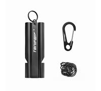 TONIFE Silbato de Boble Tubo Silbato de Emergencia con Cadena de Bolas, Silbato de Supervivencia Acero Inoxidable Silbato de Emergencia (Negro)