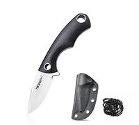 TONIFE Squirrel Cuchillo de Cuello Full Tang Hoja Fija 4,3cm Total 11,9cm con Funda Kydex y Cadena de Bolas para Pesca, Camping y Supervivencia (Negro)