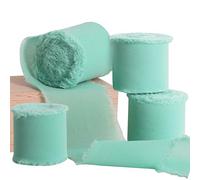 TONIFUL 4 rollos de cinta de gasa de seda, 1-1/2 pulgadas x 22 yardas, cintas de gasa azul lago, cinta de seda hecha a mano, bordes deshilachados para envolver regalos, ramos de novia, invitaciones de