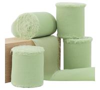 TONIFUL 4 rollos de cinta de seda de gasa verde salvia de 1-1/2 pulgadas, 22 yardas, hechas a mano, para invitaciones de boda, ramos de novia, envoltura de regalos, manualidades (salvia, 22 yardas,