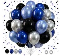 TONIFUL 60 globos azules y negros de 12 pulgadas con globos metálicos plateados y azul oscuro para baby shower, novia, revelación de género, graduación, fiesta de cumpleaños