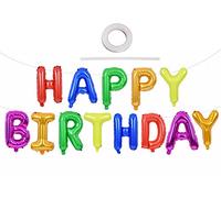 TONIFUL - Banner de globos multicolor Happy Birthday, 40,6 cm, de plata, para bodas, cumpleaños, baby showers