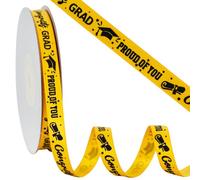 TONIFUL Cinta de graduación, 3/8 pulgadas, 25 yardas, cinta dorada de felicitaciones de graduación clase de 2024, cintas para graduación, mentiras, felicitaciones, envoltura de regalos, flores, ramos,