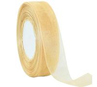 TONIFUL Cintas de gasa transparente beige de 1 pulgada a 50 yardas, cinta de organza para boda, Navidad, decoración de San Valentín, envoltura de regalos, fabricación de lazos, ramos florales y