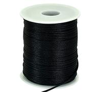 TONIFUL Cordón de nailon negro de 2 mm x 110 yardas, cuerda de satén para hacer pulseras, joyas, macramé, collar de hilo de cuentas a granel, nudo chino kumihimo, artesanía