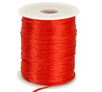 TONIFUL Cordón de nailon rojo de 2 mm x 110 yardas, cuerda de satén para hacer pulseras, joyas, macramé, collar de hilo de cuentas a granel, nudo chino kumihimo, artesanía
