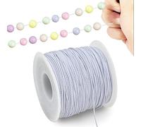 TONIFUL Cuerda elástica blanca de 1 mm x 110 yardas para hacer joyas, cordón elástico para pulseras, collares de macramé de cola de rata, hilo de cuentas a granel Kumihimo