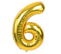 TONIFUL Globo de helio con número de 40 pulgadas, número 0 a 9, en color dorado, número gigante, globos de helio número 6, globos de helio para cumpleaños, bodas, aniversarios, decoración de fiestas
