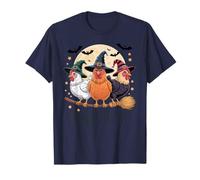 Tonight, We Fly! Chicken Witch Halloween Moon Broom Camiseta