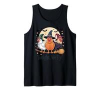 Tonight, We Fly! Chicken Witch Halloween Moon Broom Camiseta sin Mangas