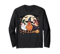 Tonight, We Fly! Chicken Witch Halloween Moon Broom Manga Larga