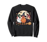 Tonight, We Fly! Chicken Witch Halloween Moon Broom Sudadera