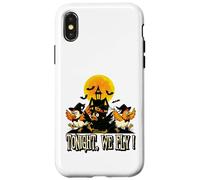 Tonight We Fly Funny Chicken Witches Halloween Humor Carcasa para iPhone X/XS